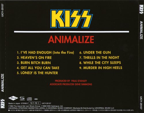 Kiss - Animalize (1984) [2012 Japanese Edition]