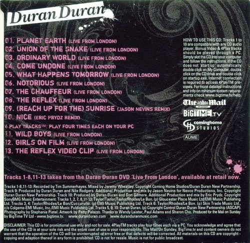 Duran Duran - 10 Track Collectors Edition CD (2006) CD-Rip