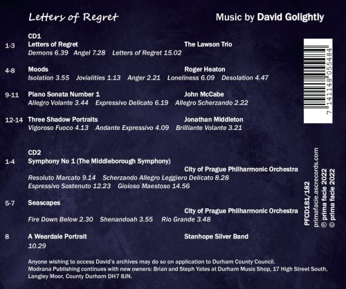 The Lawson Trio, Roger Heaton, John McCabe, Jonathan Middleton, City of Prague Philharmonic Orchestra, Stanhope Silver Band - Letters of Regret Music by David Golightly (2022)