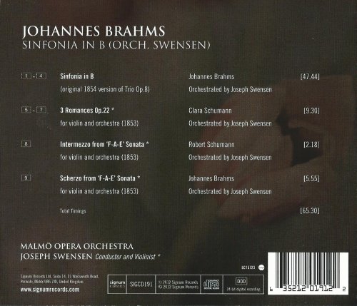 Malmö Opera Orchestra, Joseph Swensen - Brahms: Sinfonia in B (orch. Trio op.8) (2012) CD-Rip