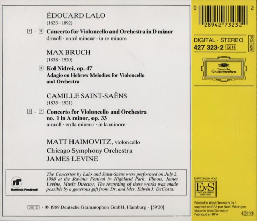 Matt Haimovitz, James Levine - Saint-Saëns, Lalo: Cello Concertos, Bruch: Kol Nidrei (1999) CD-Rip