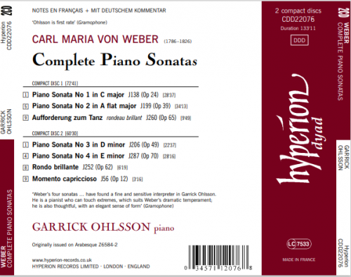 Garrick Ohlsson - Weber: Complete Piano Sonatas (2011)