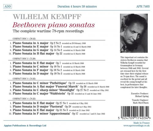 Wilhelm Kempff - Beethoven: The Complete Wartime Piano Sonata Recordings (2017)