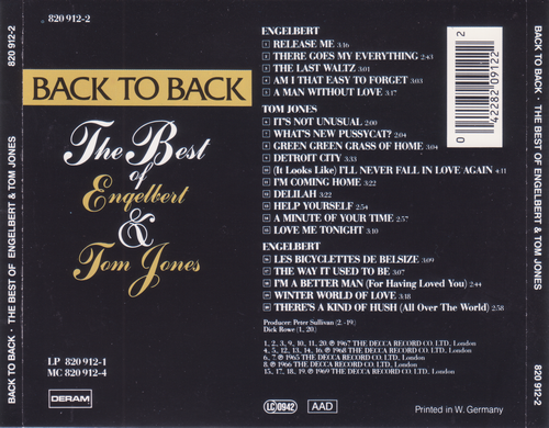 Engelbert and Tom Jones - Back To Back: The Best of (1994)