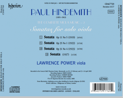 Lawrence Power - Hindemith: The Complete Viola Music, Vol.2 (2010)