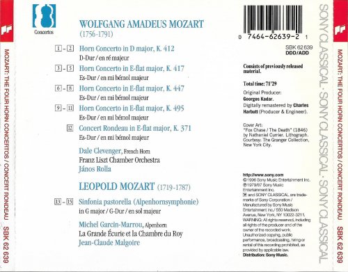 Michek Garcin-Marrou, Franz Liszt Chamber Orchestra, Janos Rolla - Mozart: The Four Horn Concertos / Concert Rondeau in E-flat Major (1996)