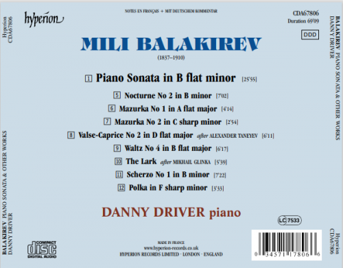 Danny Driver - Balakirev: Piano Sonata / Nocturne 2 / Mazurkas 1&2 / Waltz 4 (2011)