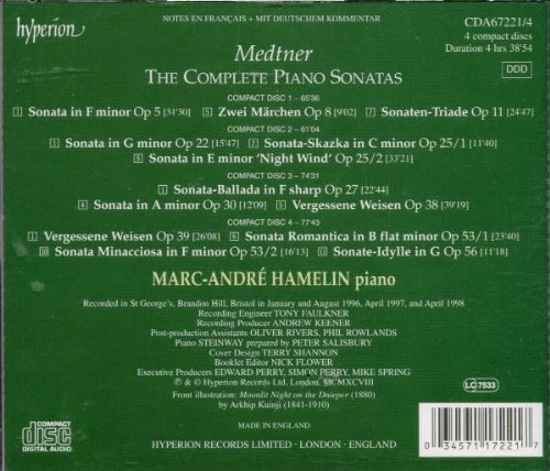 Marc-Andre Hamelin - Medtner: Complete Piano Sonatas, Forgotten Melodies (1998)