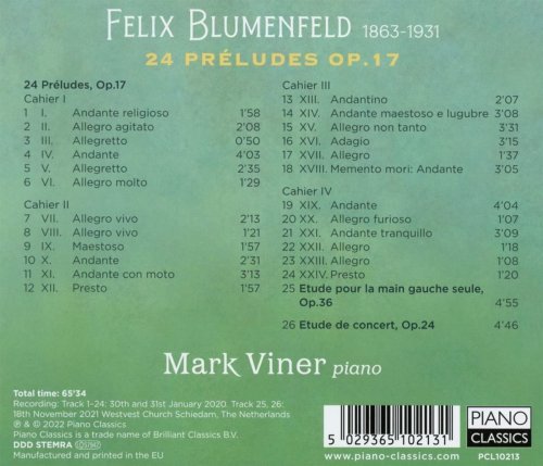 Mark Viner - Blumenfeld: 24 Preludes, Op. 17 (2022) [Hi-Res]