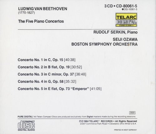 Rudolf Serkin, Boston Symphony Orchestra, Seiji Ozawa - Beethoven: The Five Piano Concertos (1984)