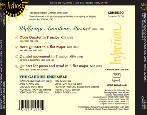 The Gaudier Ensemble - Mozart: Quintet for Piano and Wind / Horn Quintet / Oboe Quartet (2011)