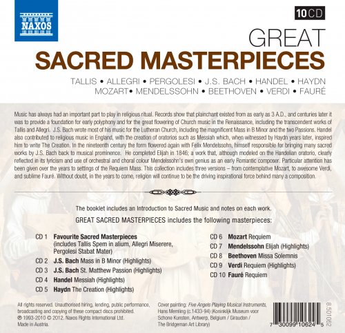 Oxford Camerata, Schola Cantorum Oxford, Julia Faulkner, Anna Gonda, Sunhae Im - Great Sacred Masterpieces [10CD] (2012)