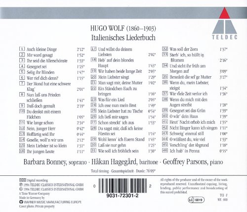 Barbara Bonney, Håkan Hagegård, Geoffrey Parsons - Hugo Wolf: Italienisches Liederbuch (1994) CD-Rip