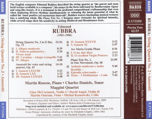 Martin Roscoe, Charles Daniels, Maggini Quartet - Rubbra: String Quartet No. 2 / Amoretti / Ave Maria gratia plena / Piano Trio No. 1 (2009)