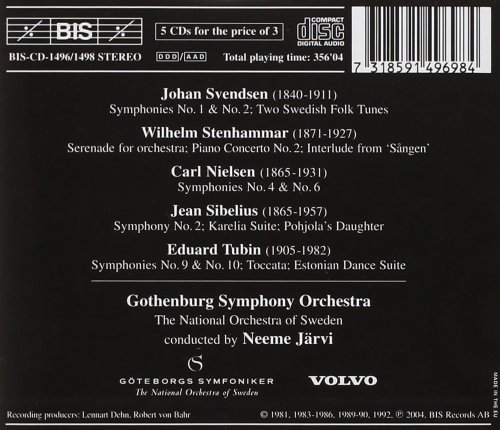 Göteborgs Symfoniker, Cristina Ortiz, Neeme Järvi - Five Nordic Masters: Svendsen / Stenhammer / Nielsen / Sibelius / Tubin [5CD] (2004)