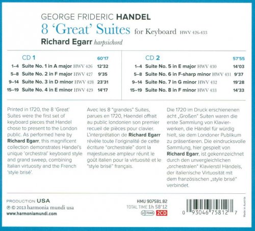 Richard Egarr - Handel: 8 'Great' Suites (2014) CD-Rip