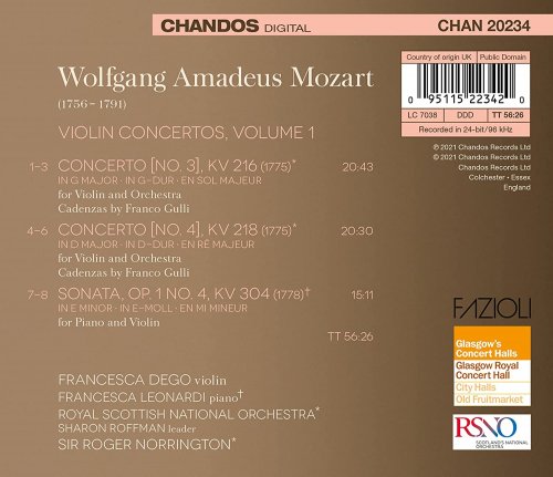 Francesca Dego, Royal Scottish National Orchestra, Sir Roger Norrington - Mozart Violin Concertos, Vol. 2 (2022) [Hi-Res]