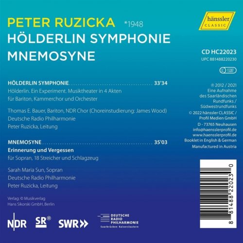 Deutsche Radio Philharmonie Saarbrücken Kaiserslautern, Peter Ruzicka - Ruzicka: Hölderlin Symphonie & Mnemosyne (2022)