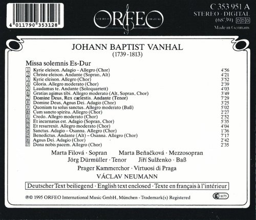 Virtuosi di Praga, Václav Neumann - Vanhal: Missa solemnis (1995) CD-Rip