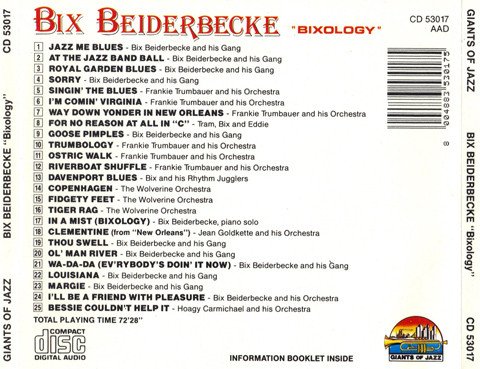 Bix Beiderbecke - Bixology (1989/1990) (EU, CD 53017) [CD-Rip]