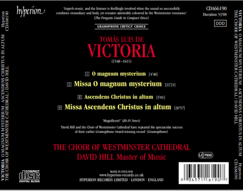 Westminster Cathedral Choir, David Hill - Victoria: Missa O magnum mysterium, Missa Ascendens Christus in altum (1987)