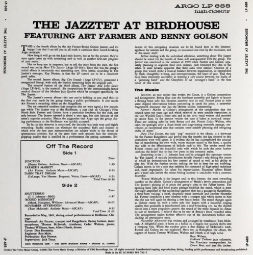 Art Farmer & Benny Golson Jazztet - The Jazztet At Birdhouse (1961/2002) [CD-Rip]