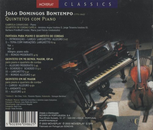 Gabriela Canavilhas, Quarteto de Cordas Capela - Domingos Bomtempo: Quintetos com Piano (2003) CD-Rip