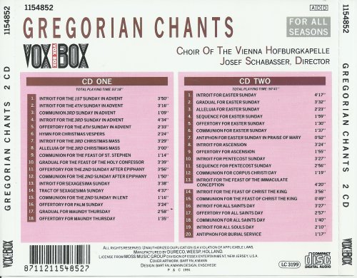 Choir of the Vienna Hofburgkapelle - Gregorian Chants for All Seasons (1991)