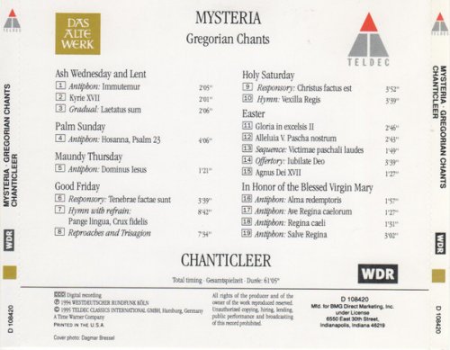 Chanticleer - Mysteria: Gregorian Chants (1995)