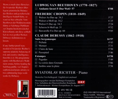 Sviatoslav Richter - Beethoven: Andante / Chopin: Walzer / Debussy: Estampes Suite Bergamasque (1998)