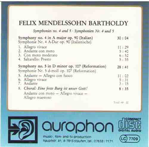 London Symphony Orchestra,  Alfred Scholz - Felix Mendelssohn Bartholdy: Symphonies No. 4 and 5 (1989)