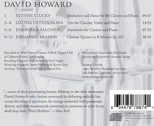 David Howard, Vicki Ray, Johnny Lee, Lyndon Johnston Taylor, Kristine Hedwall, John Hayhurst, Gloria Lum - Stucky, Ustvolskaya, Salonen & Brahms: Works for Clarinet (2008) [Hi-Res]