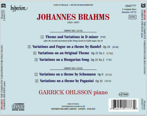 Garrick Ohlsson - Brahms: The Complete Variations for Solo Piano (2010)