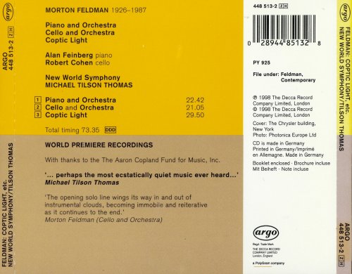 New World Symphony, Michael Tilson Thomas - Morton Feldman: Coptic Light (1988)