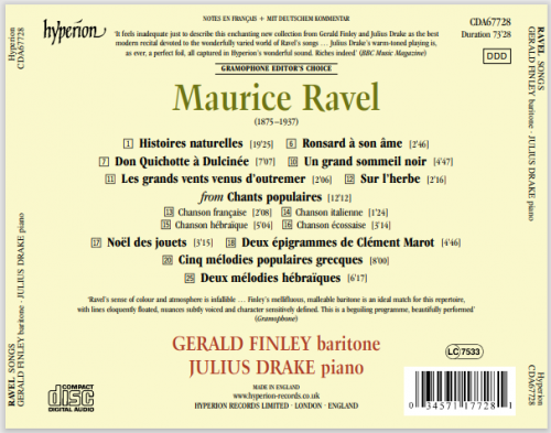 Gerald Finley, Julius Drake - Ravel: Songs (2009)