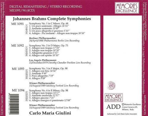 Carlo Maria Giulini - Brahms: Complete Symphonies (1979-1989) [4CD]