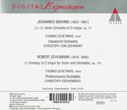 Thomas Zehetmair - Brahms: Violin Concerto / Schumann: Fantasy for Violin and Orchestra (1993) CD-Rip