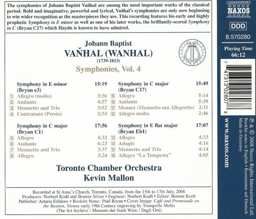 Toronto Camerata, Kevin Mallon - Vanhal: Symphonies, Vol. 4 (2008) CD-Rip