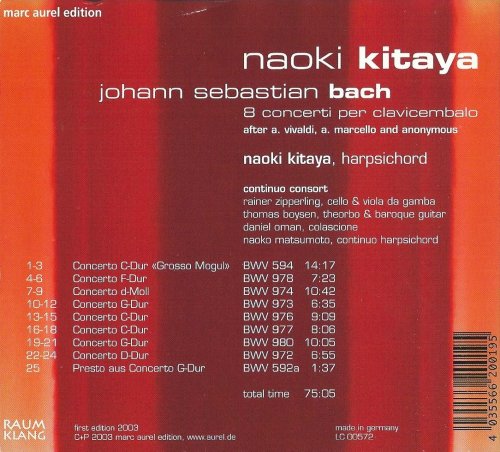 Naoki Kitaya, Continuo Consort - J.S. Bach: 8 Harpsichord Concertos (2003) CD-Rip