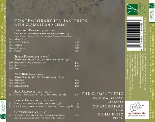 Chiara D'Aparo, Vanessa Grasso, Giulia Russo, Trio Clementi - Pennisi, Procaccini, Rota, Clementi, Donatoni, Sollima: Contemporary Italian Trios with Clarinet and Cello (2022) [Hi-Res]