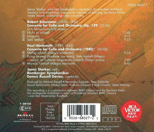 Janos Starker, Bamberger Symphoniker, Dennis Russell Davies - Schumann, Hindemith: Cello Concertos (1995) CD-Rip