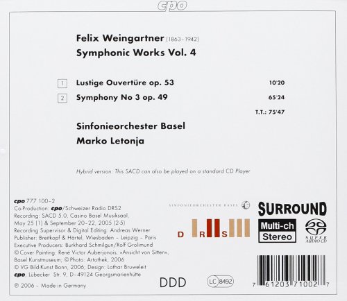 Sinfonieorchester Basel, Marko Letonja - Weingartner: Lustige Ouvertüre & Symphony No. 3 in E Major (2006)