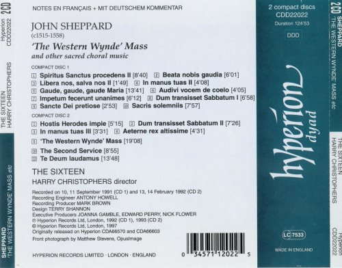 The Sixteen, Harry Christophers - Sheppard: The Western Wynde Mass (1997)