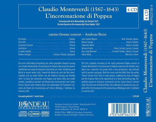 Cantus Firmus Consort & Andreas Reize - Claudio Monteverdi L'incoronazione di Poppea (Version based on the manuscript from Naples 1651) (2022) [Hi-Res]
