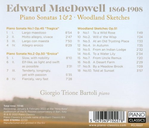 Giorgio Trione Bartoli - MacDowell: Piano Sonatas 1 & 2, Woodland Sketches (2022) [Hi-Res]