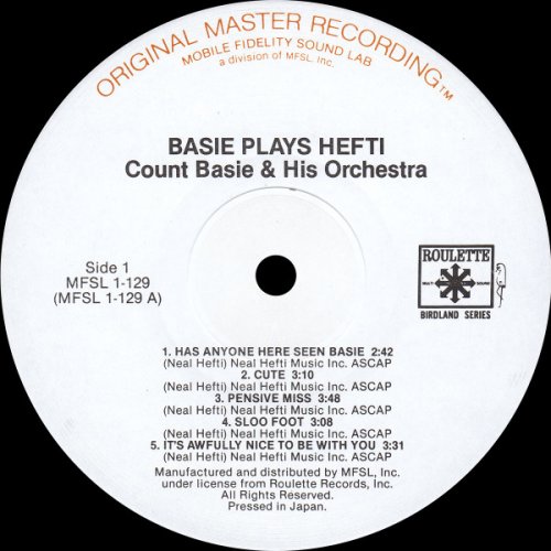 Count Basie - Basie Plays Hefti (1980) LP