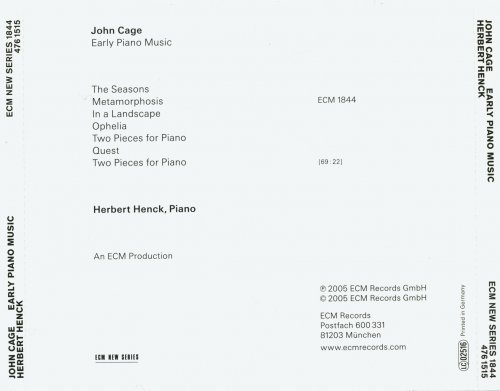 Herbert Henck - John Cage: Early Piano Music (2005) CD-Rip