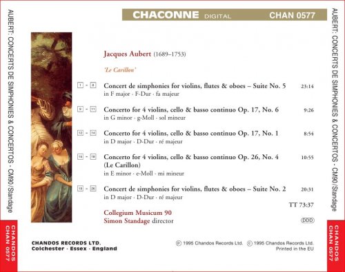 Collegium Musicum 90, Simon Standage - Jacques Aubert: 'Le Carillon' - Concerts de Simphonies & Concertos (1995) CD-Rip