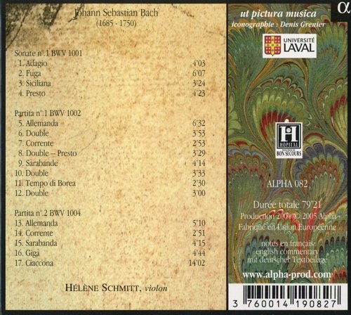 Hélène Schmitt - J.S. Bach: Sei Solo a Violino senza Basso accompagnato (2CD) (2006) CD-Rip