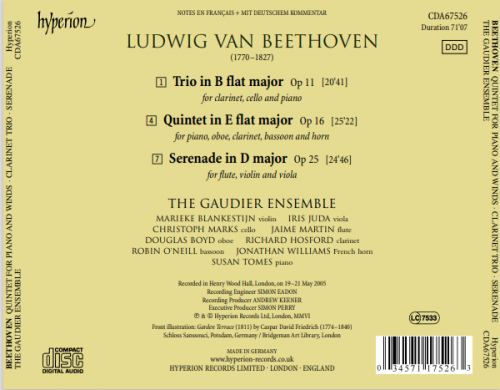 The Gaudier Ensemble - Beethoven: Serenade Op 25, Quintet for piano and winds Op 16, Clarinet Trio Op 11 (2006)